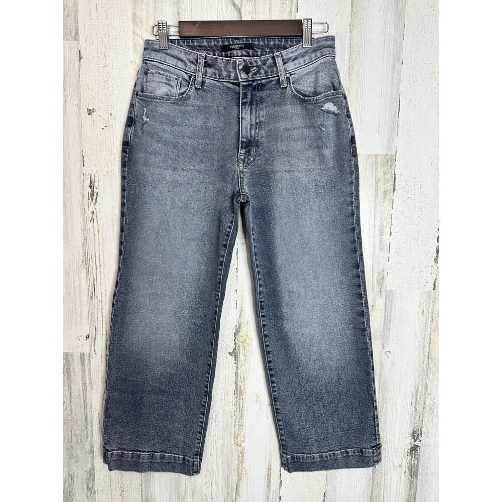 NWT Fidelity Kendall Denim Mid Rise S1066 Anthropologie Jeans 26 Wide Leg Crop